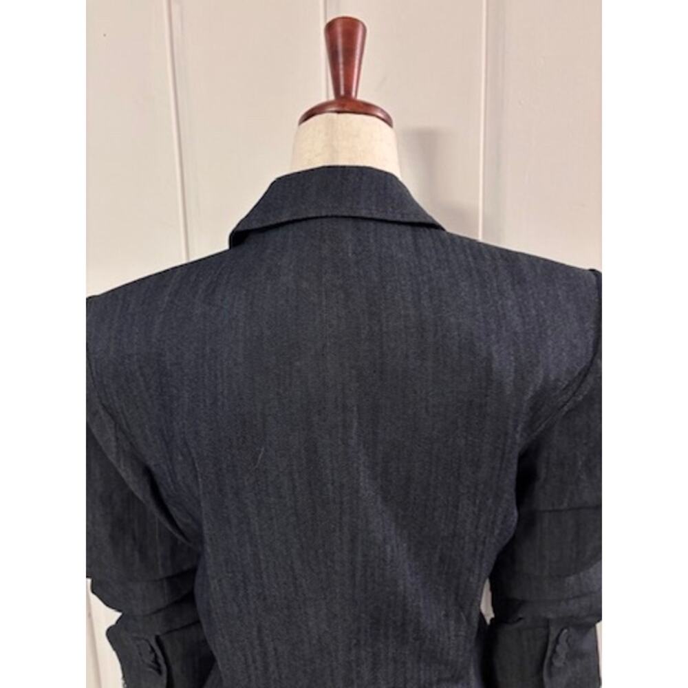 Cinq a Sept Denim Blazer Jacket Blue Lace Trim Ruched Sleeve Size 8 - Picture 8 of 10